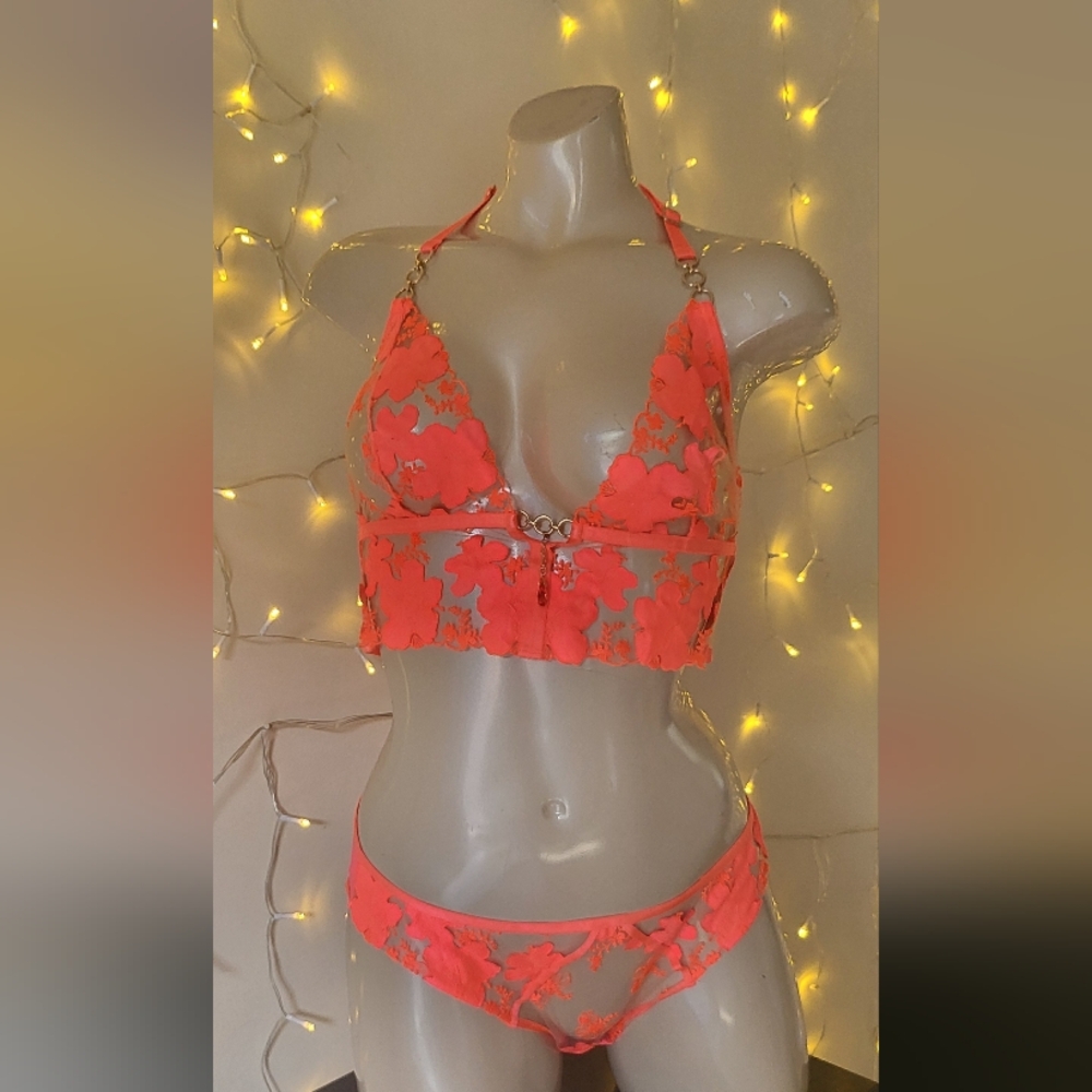 Honey Birdette Pink/ Orange Flower And  Strap Detail Lot 079